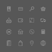 Conjunto de iconos de compras de internet de contorno vector