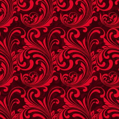 Bright red ornamental seamless pattern