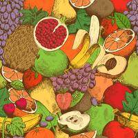 Bright juicy fresh fruits seamless pattern vector