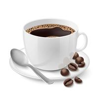 Realistic white cup filled with espresso vector