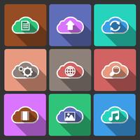 Cloud UI layout icons, squared shadows vector