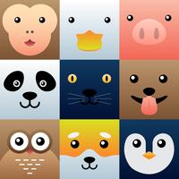 Colorful Simple Animal Faces Element Set vector