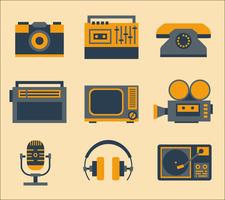 iconos de medios retro vector