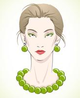 Elegant young model portrait with green beads