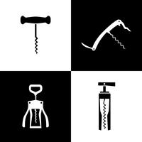 Set of black and white corkscrews vector