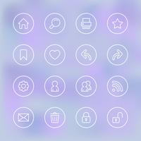 Set of icons for mobile app UI, transparent clear vector