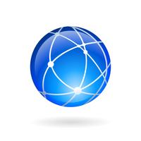 Global technology or social network emblem vector