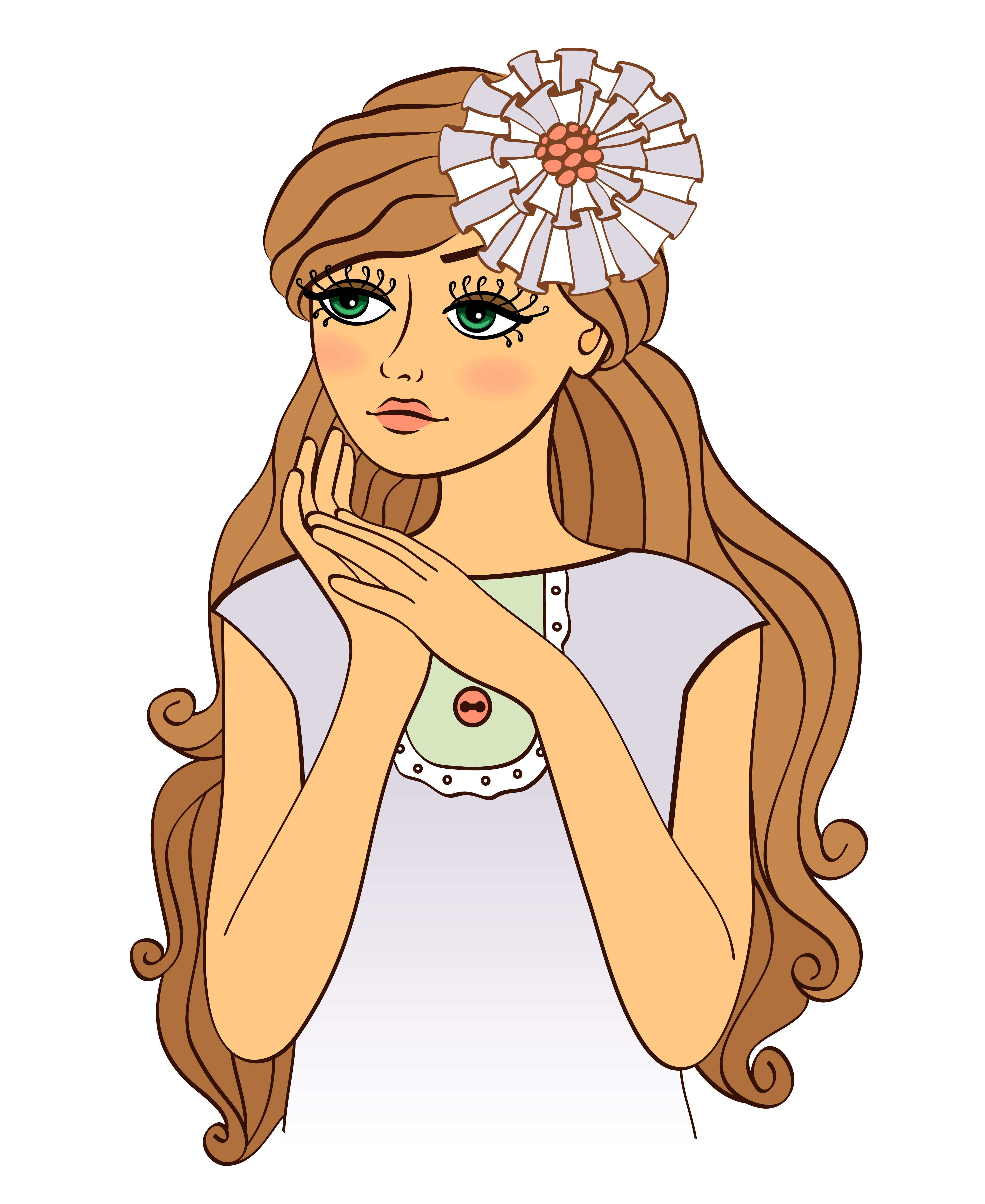 Nice Lovely Girl With Wavy Hair Download Free Vectors Clipart