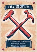 Two retro hammers tool shop poster vector