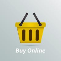 Shopping basket buy now online vector