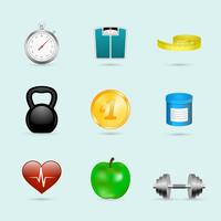 Conjunto de iconos de deporte fitness vector