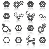 Conjunto de iconos de ruedas dentadas y engranajes vector