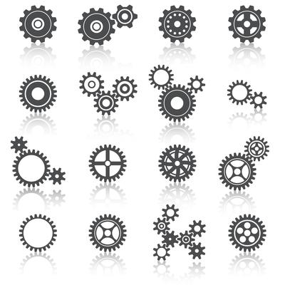 Cogs Wheels and Gears Icons Set