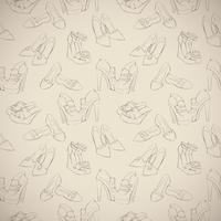 Seamless woman's stylish shoes sketch pattern vector