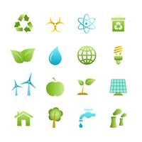 Green eco icons set vector