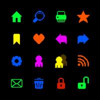 Colored pixel icons set for website vector