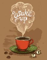 Wake up coffee cup vector