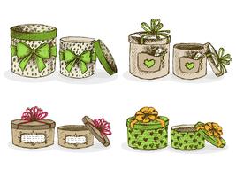 Open and closed hat boxes with decor vector