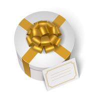 Wedding present box with yellow ribbon and bow vector