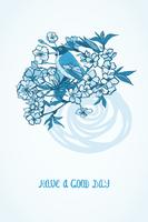 Good day wishing card with flowers and bird vector