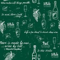 Seamless wine pattern chalkboard vector