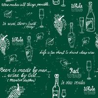 Seamless wine pattern chalkboard vector