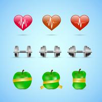 Fitness exercises progress icons set vector
