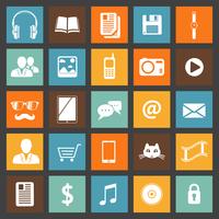 Flat media devices and services icons set vector