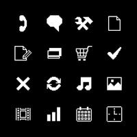 Iconos de píxeles de contraste establecidos para el diseño de la interfaz vector