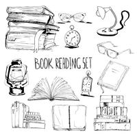 Books reading set vector