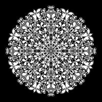 Ornamental round pattern on black vector