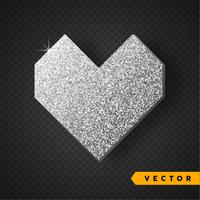 Vector plata brilla corazón