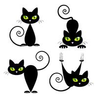 Gato negro con ojos verdes vector