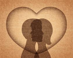 couple in love silhouettes vector