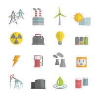 Conjunto de iconos planos de energía de energía vector