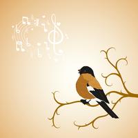 Pajarito de invierno pájaro tweets en una rama de árbol vector