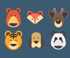 Conjunto de caras de animales vector