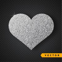 Vector plata brilla corazón