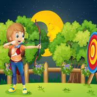 A girl playing archery vector