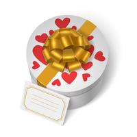 Valentines present box with red hearts vector