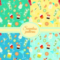 Collection of seamless patterns with cocktail drinks vector