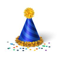 Blue birthday hat with spirals vector