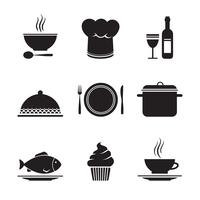 Collection of restaurant design elements vector