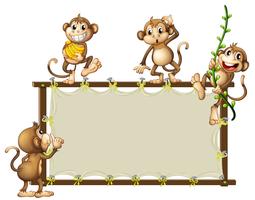 An empty banner with monkeys vector