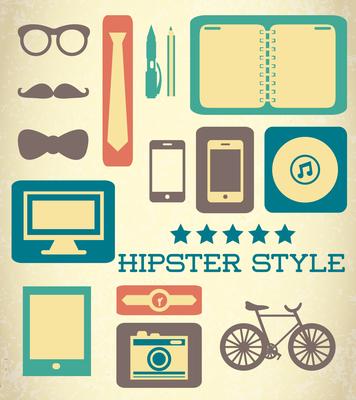 Flat hipster set of web elements