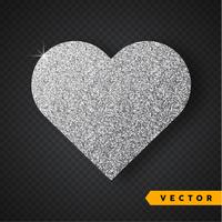 Corazón de destellos de plata vector