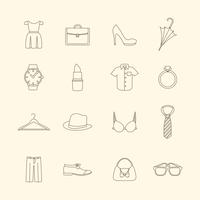 Iconos de moda y accesorios de ropa. vector