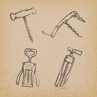 Collection of retro corkscrews vector