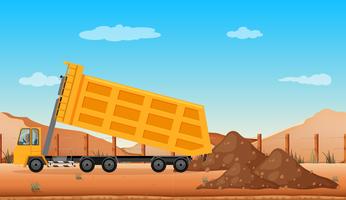 Dumping truck at the construction site vector