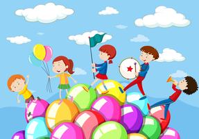 Children playing music in the band vector
